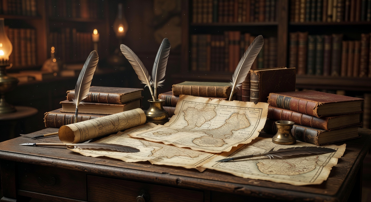 Old maps and historical artifacts